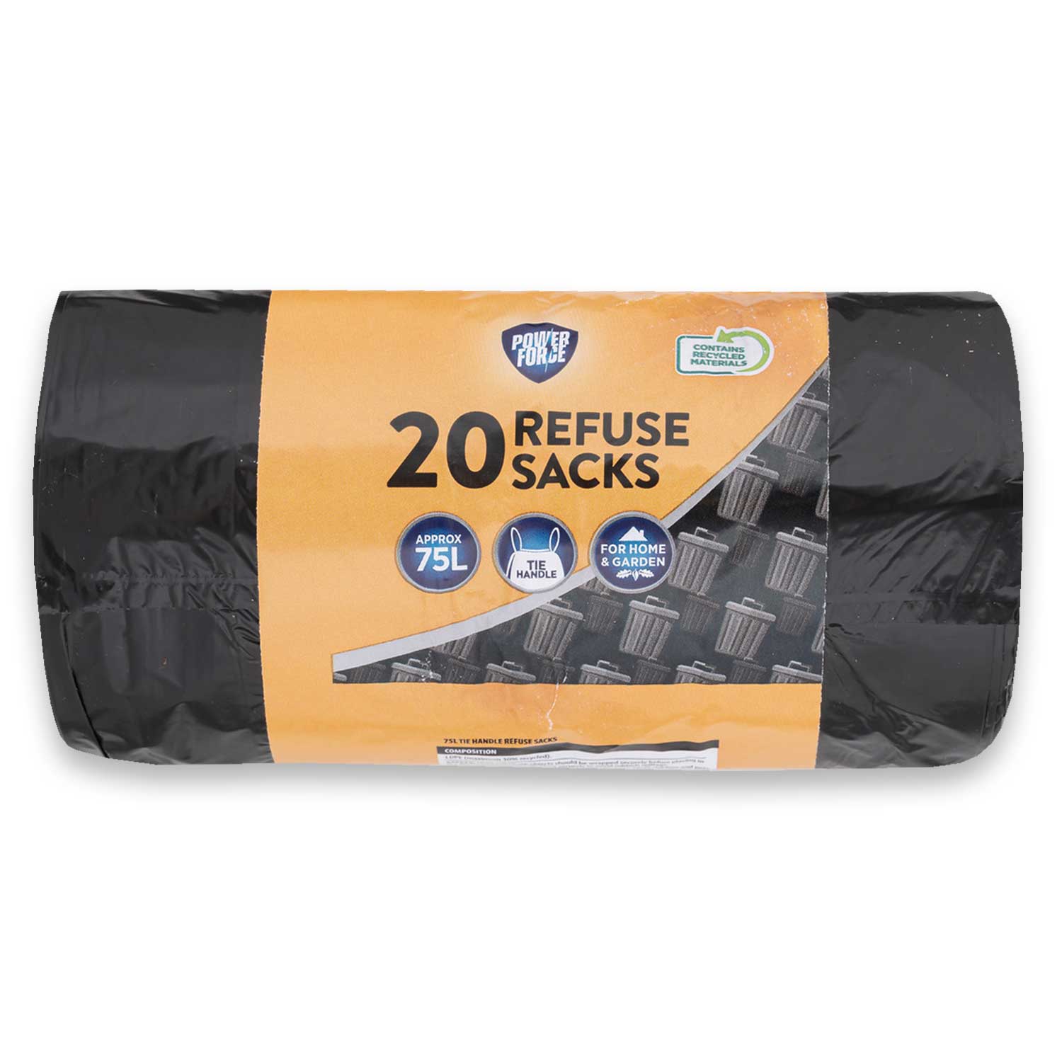 Powerforce Refuse Bags Tie Handle 20 Pack